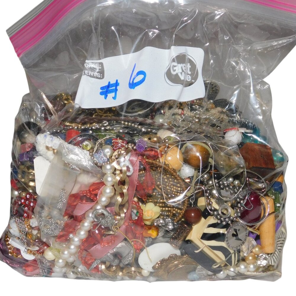 Jewelry Bag Over 4 lbs. Of Craft Jewelry & Beads